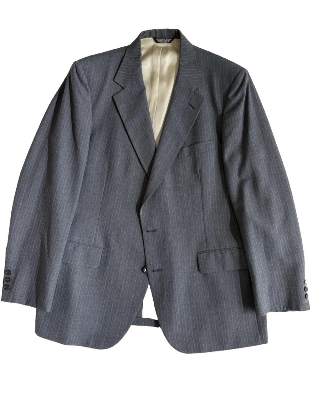 Allyn St George Men's Grey Pinstripe Wool-Blend Blazer 44R
